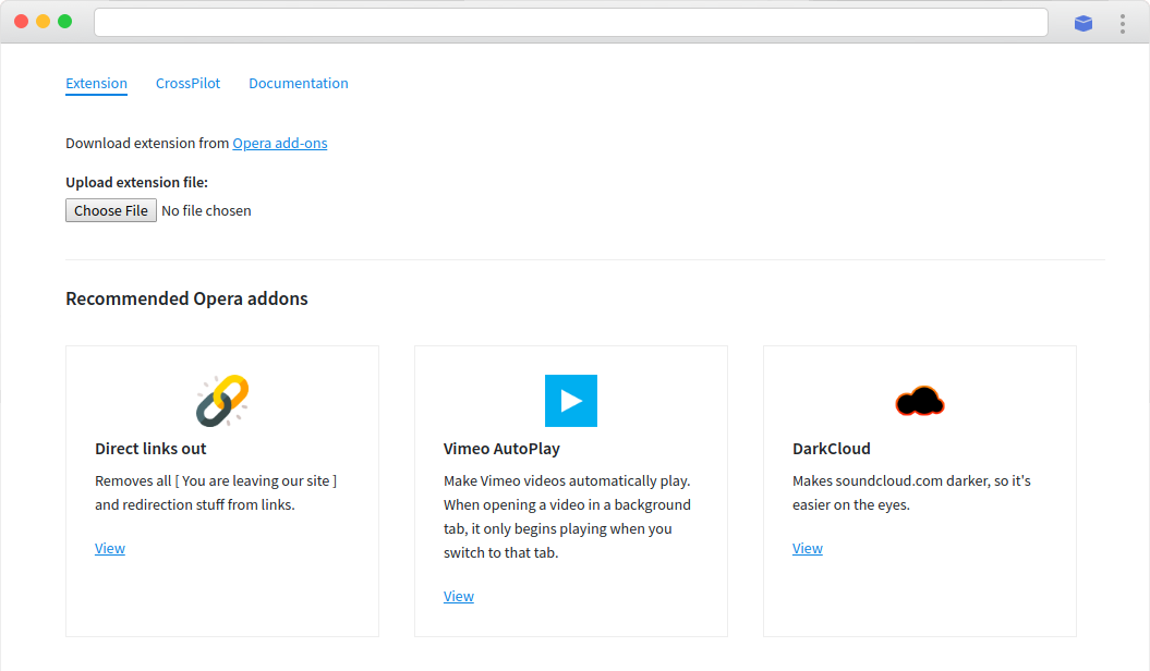 Opera add-ons